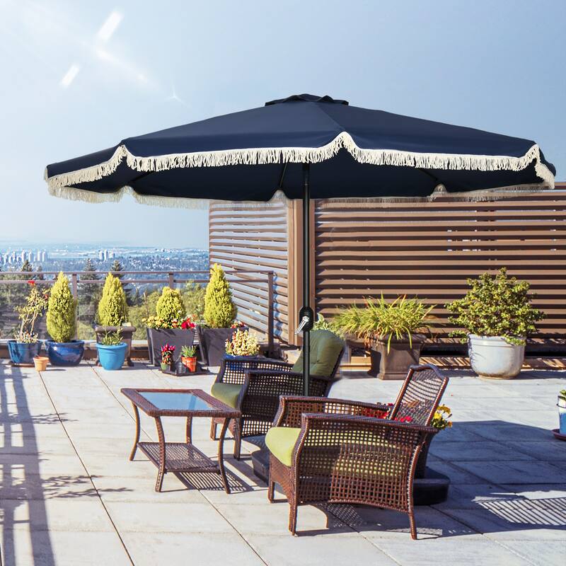 9ft Patio Umbrella with Push Button Tilt and Crank