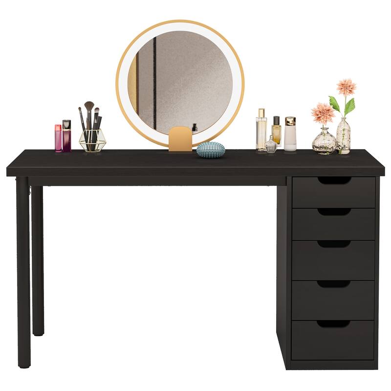 Modern Vanity Desk with 5 Reversible Drawers, Multiple Storage Makeup Desk, Christmas Gift for Home Use