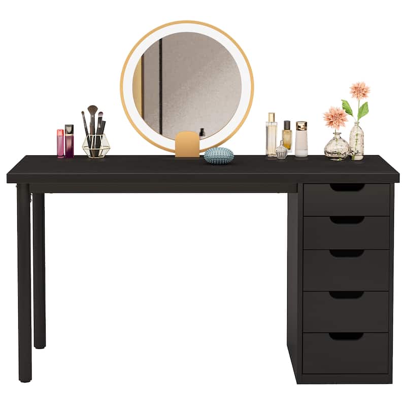 Vanity Desk with 5 Drawers, Modern Makeup Desk with Mulitple Storage, Gifts for Christmas