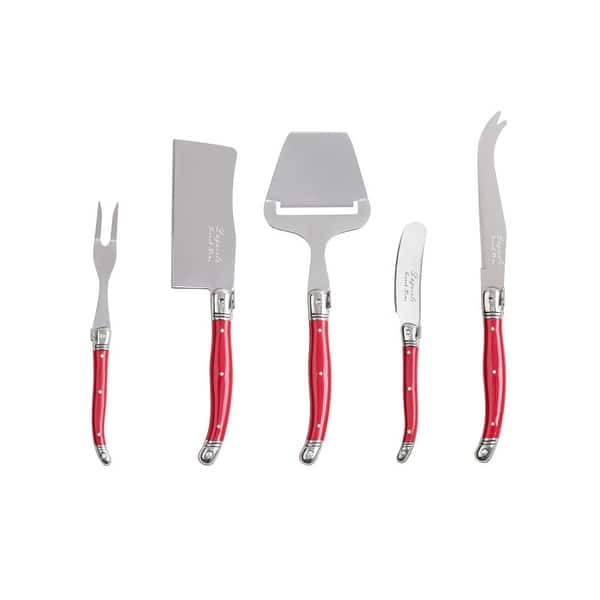 French Home Laguiole 5 Piece Cheese Knives | Red