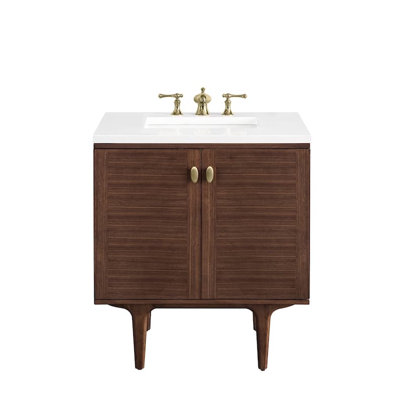 James Martin Vanities Amberly 30" Single Vanity, Mid-Century Walnut