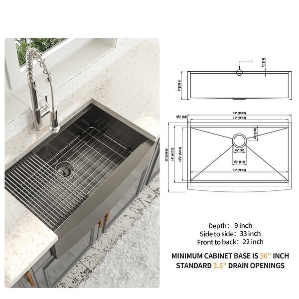 Farmhouse Workstation Apron Stainless Steel Single Bowl Kitchen Sink