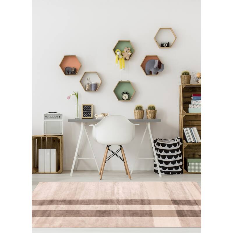 ECARPETGALLERY Hand Loomed Loreto Ivory Viscose Rug - 5'4 x 7'7