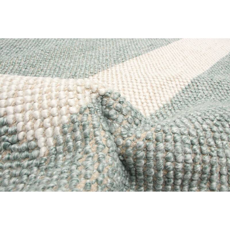 ECARPETGALLERY Braid weave Sienna Teal Wool Rug - 5'11 x 5'11