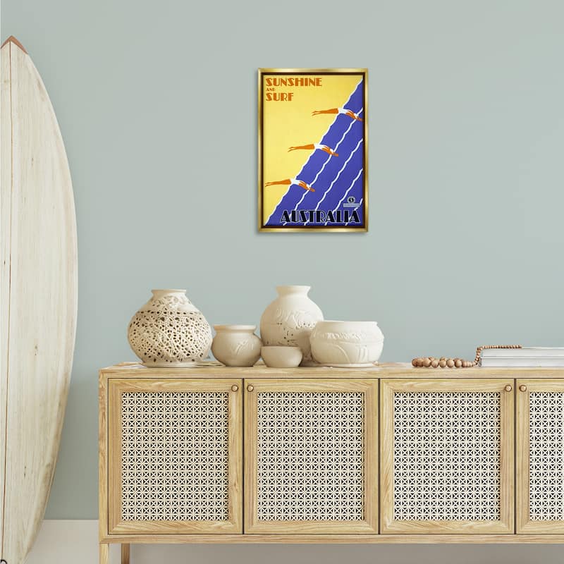 Stupell Sunshine & Surf Australia Framed Floater Canvas Wall Art Design By Marcus Jules