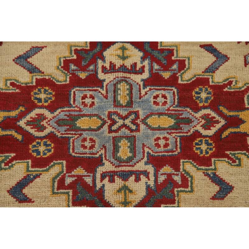 Kazak Area Rug Handmade Oriental Yellow Wool Carpet - 5'2" x 6'7"