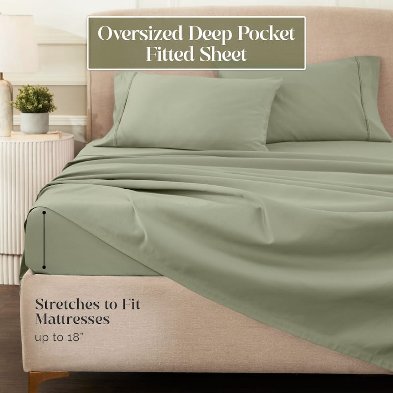 Blue Nile Mills 1200 Thread Count Egyptian Cotton Deep Pocket Sheet Set