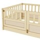 preview thumbnail 6 of 8, Natural Wood Twin Size Pine Floor Bed with High Security Barrier & Door