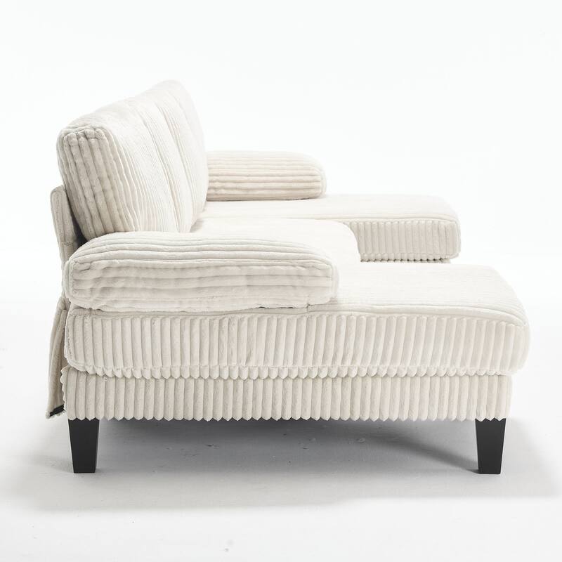 Symmetrical Corduroy Double Chaise Couch U-shaped Sectional Sofa