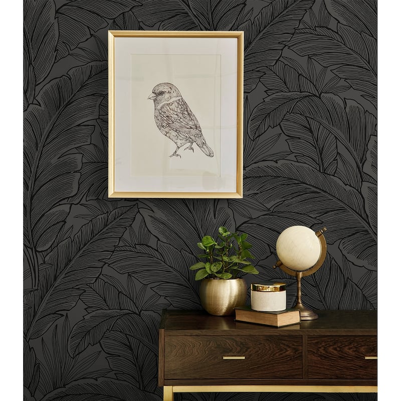 Seabrook Designs Gulf Tropical Leaves Non-Woven Unpasted Wallpaper