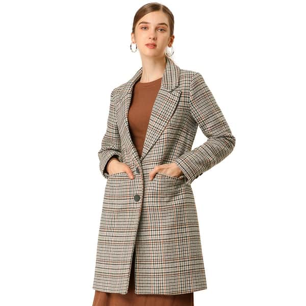 Shop Women S Classic Winter Outerwear Buttoned Plaid Houndstooth