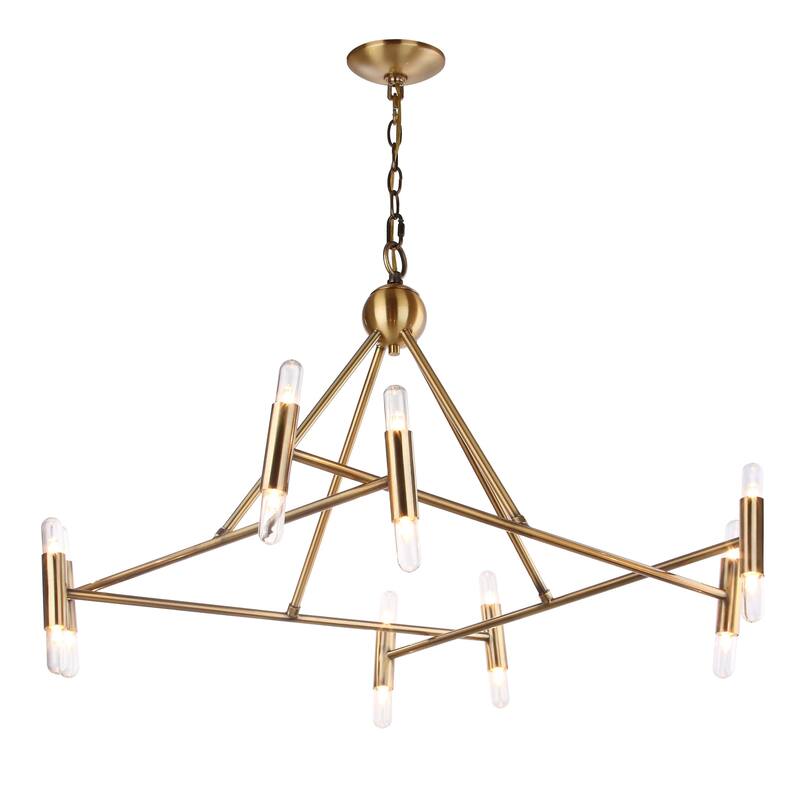 SAFAVIEH Lighting Mora Adjustable 16-Light LED Gold Chandelier - 36" x 36" x 21-93"