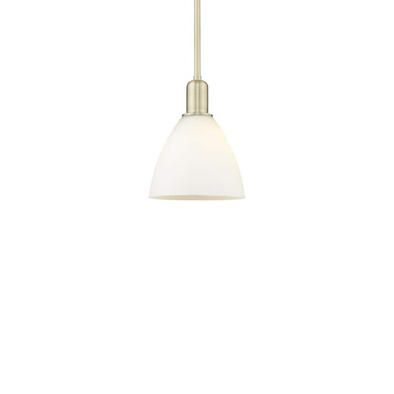Innovations Lighting 716-1S-11-8 Bristol Pendant Bristol 8" Wide Mini - Antique Brass / Matte White