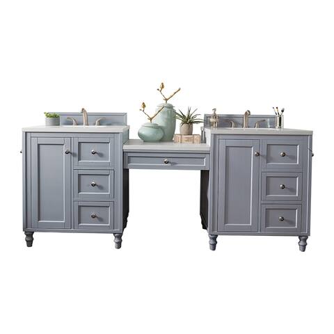 James Martin Vanities Copper Cove Encore 86" Doule Vanity Set, Silver Gray