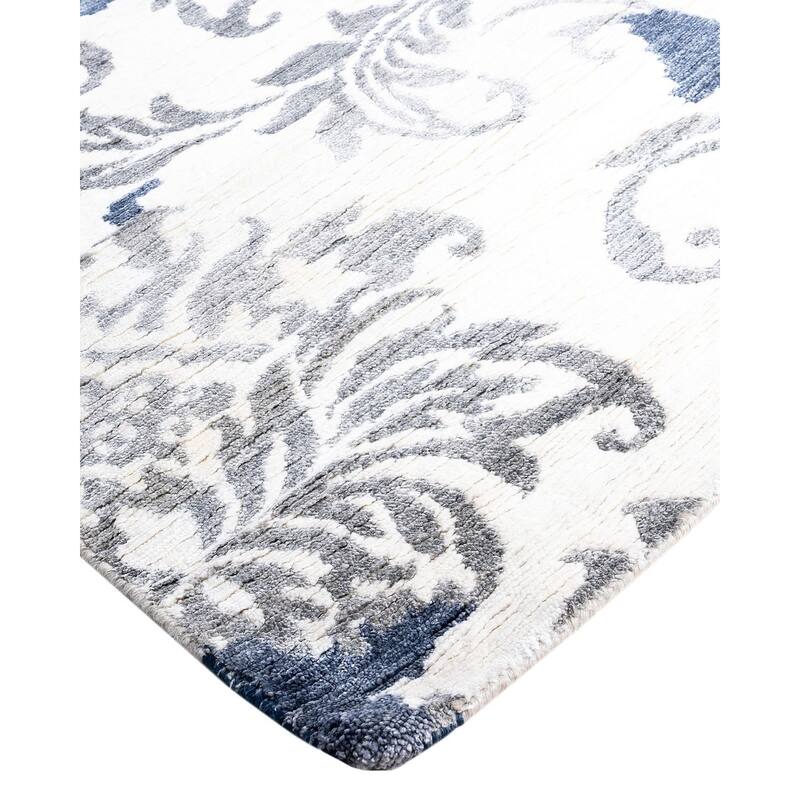Modern One-of-a-Kind Hand-Knotted Area Rug, Blue - 9' 0" x 12' 0"