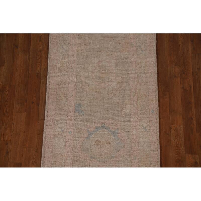 Oushak Oriental Runner Rug Hand-knotted Vegetable Dye Wool Carpet - 2'6"x 9'8"
