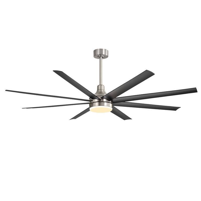 72 Inch Black Morden LED Ceiling Fan with Light Remote(8-Blade)