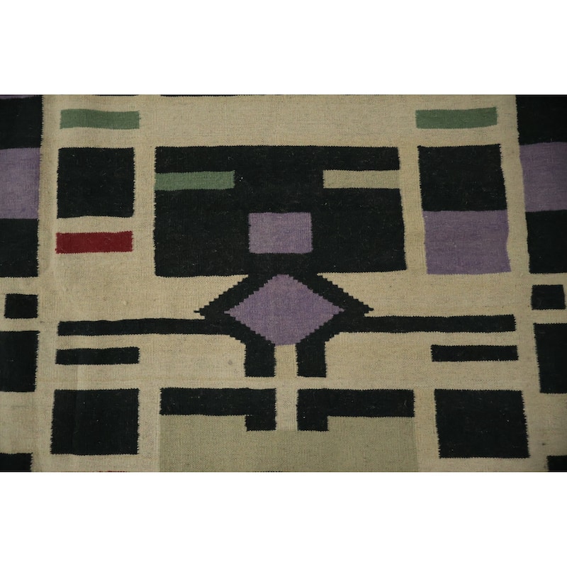 Hand Woven Oriental 100% Wool Carpet Southwestern Modern Multi-Colored Kilim Area Rug - 14' 0'' X 9' 2''