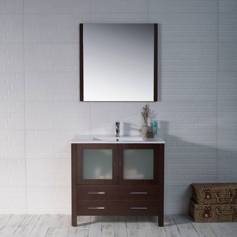 Blossom Solid Wood Double Bathroom Vanity w/ Ceramic Sink & Base