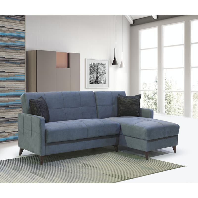 Lolita Fabric Convertible Sleeper Sectional Sofa - Light Grey