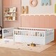 preview thumbnail 4 of 10, White Twin Size Pine Floor Bed Frame with Fence