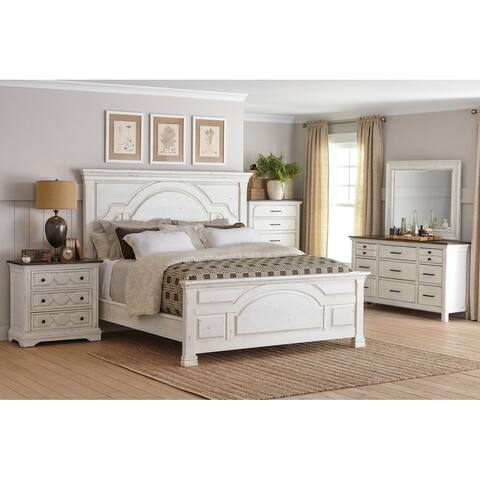 Danica Vintage White 4-piece Bedroom Set with 2 Nightstands and Chest