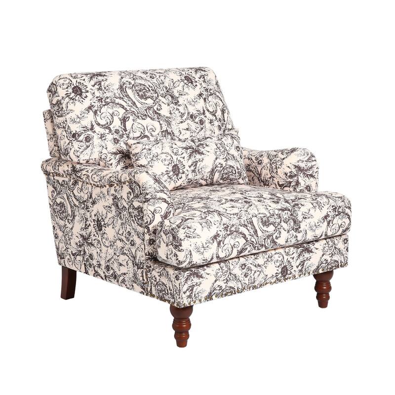 Mid Century Chenille Upholstered Accent Chair with Nailhead Trim