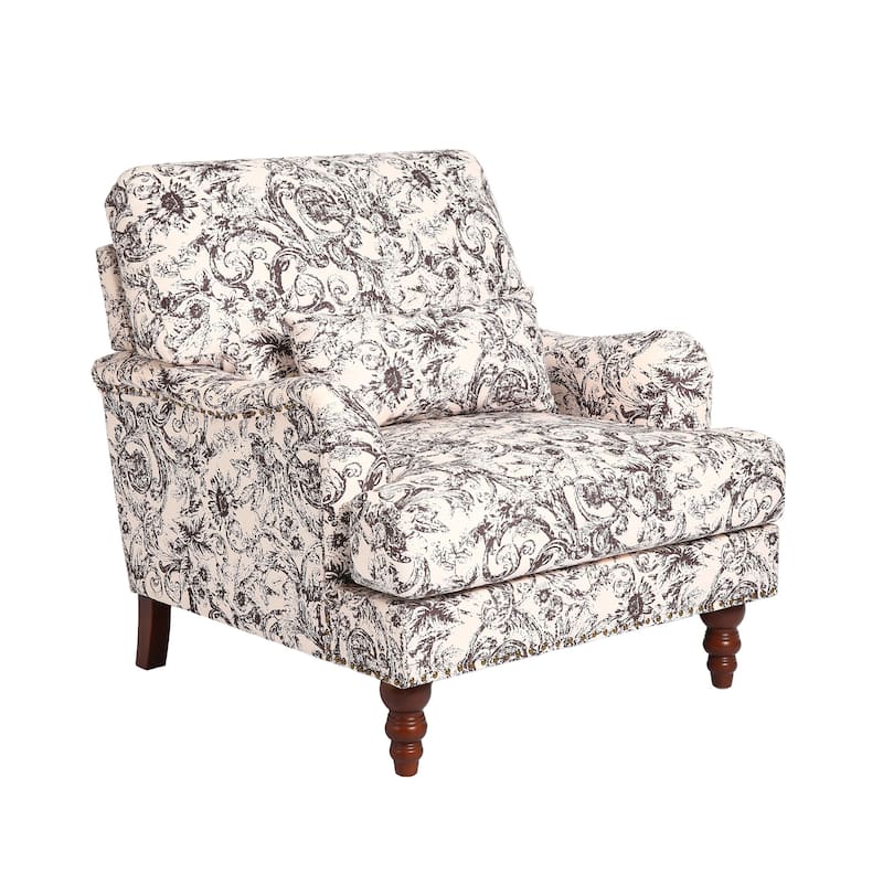 Set of 2 Mid Century Chenille Upholstered Accent Chairs