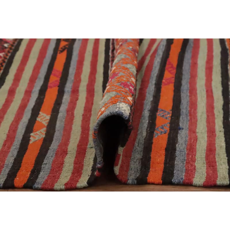 Hand Woven Oriental 100% Wool Carpet Southwestern Tribal Multi-Colored Kilim Area Rug - 8' 2'' X 5' 3''