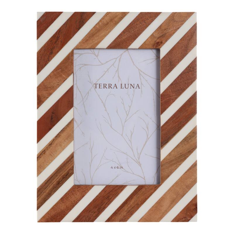 Resin Wood Picture Frame Diagonal Stripe Casual Style - 4x6" Brown - Brown - 8.5" x 6.5" x 0.5"