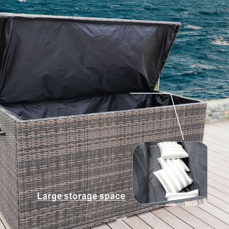 Outdoor Patio Wicker Cushion Storage Box