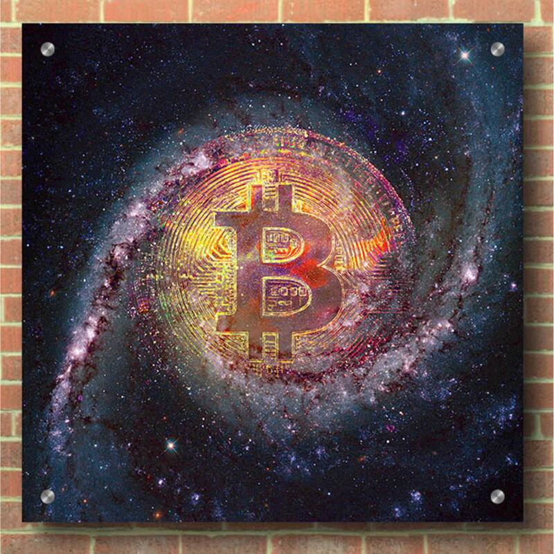 Epic Art 'Bitcoin Galaxy', Acrylic Glass Wall Art