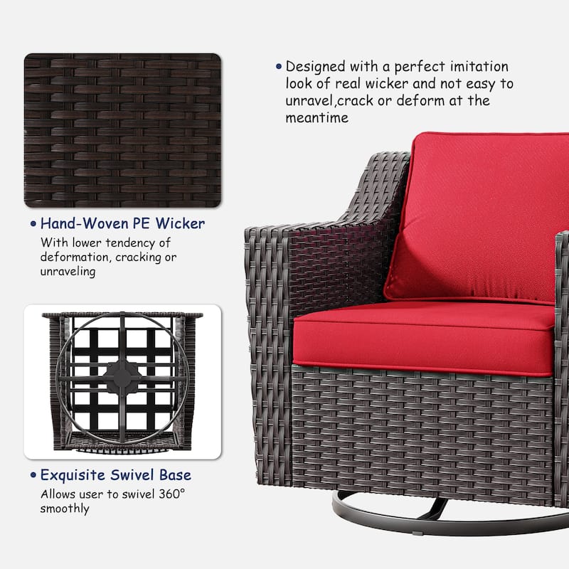 Cozywor Outdoor Patio Swivel Rattan Rocking Wicker Chairs Set of 2 for Backyard Porch Deck, Metal Rocking Frame - N/A