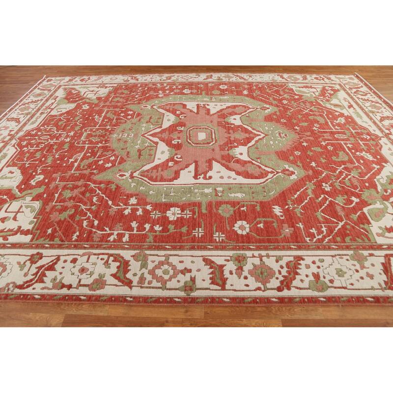 Red Heriz Serapi Turkish Oriental Area Rug Hand-knotted Wool Carpet - 9'9" x 13'0"