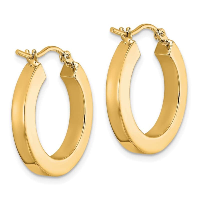Curata 14k Yellow Gold Polished Square Hoop Earrings - 20x20mm