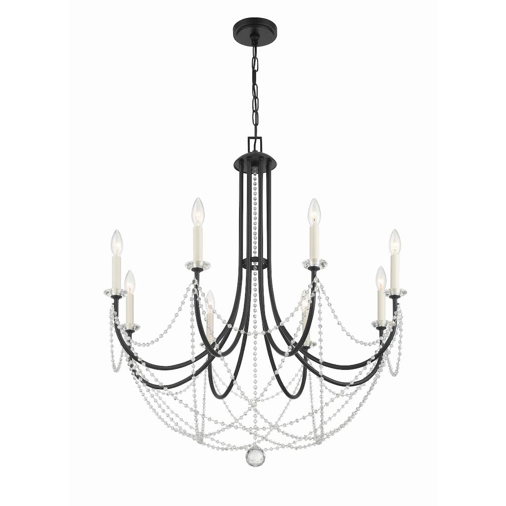 Delilah 8 Light Matte Black Chandelier - 31.5"W x 37"H