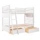 preview thumbnail 8 of 58, Twin over Twin Wood Bunk Bed with Built-in Ladder and 2 Drawers
