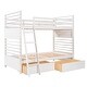 preview thumbnail 6 of 18, Twin over Twin Wood Bunk Bed with Ladder and Two Drawers, White