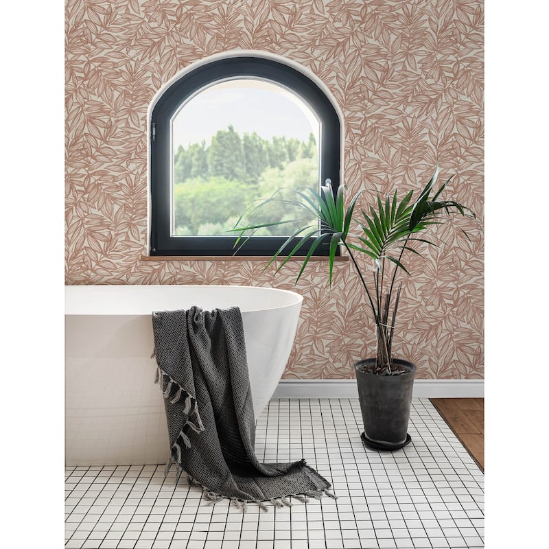 A-Street Prints Rhythmic Coral Leaf Wallpaper