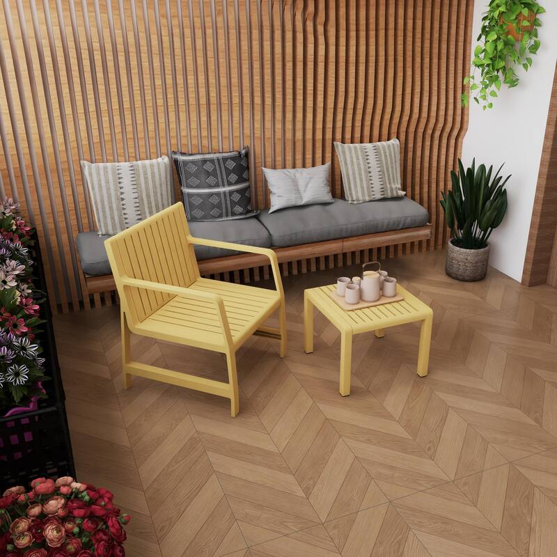 BNK Two-Piece PP Furniture set, 1 Chair & 1 Coffee Table, Indoor/Outdoor Use