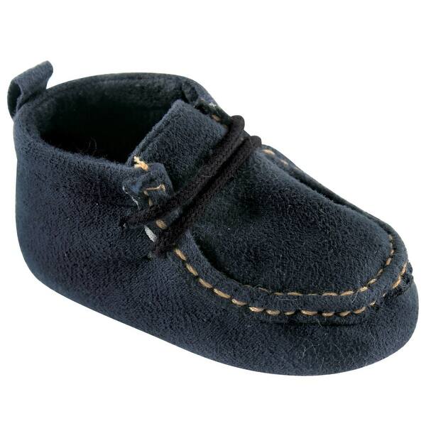 slide 1 of 1, Luvable Friends Baby Boy Crib Shoes, Navy Wallabee 0-6 Months - Navy Wallabee