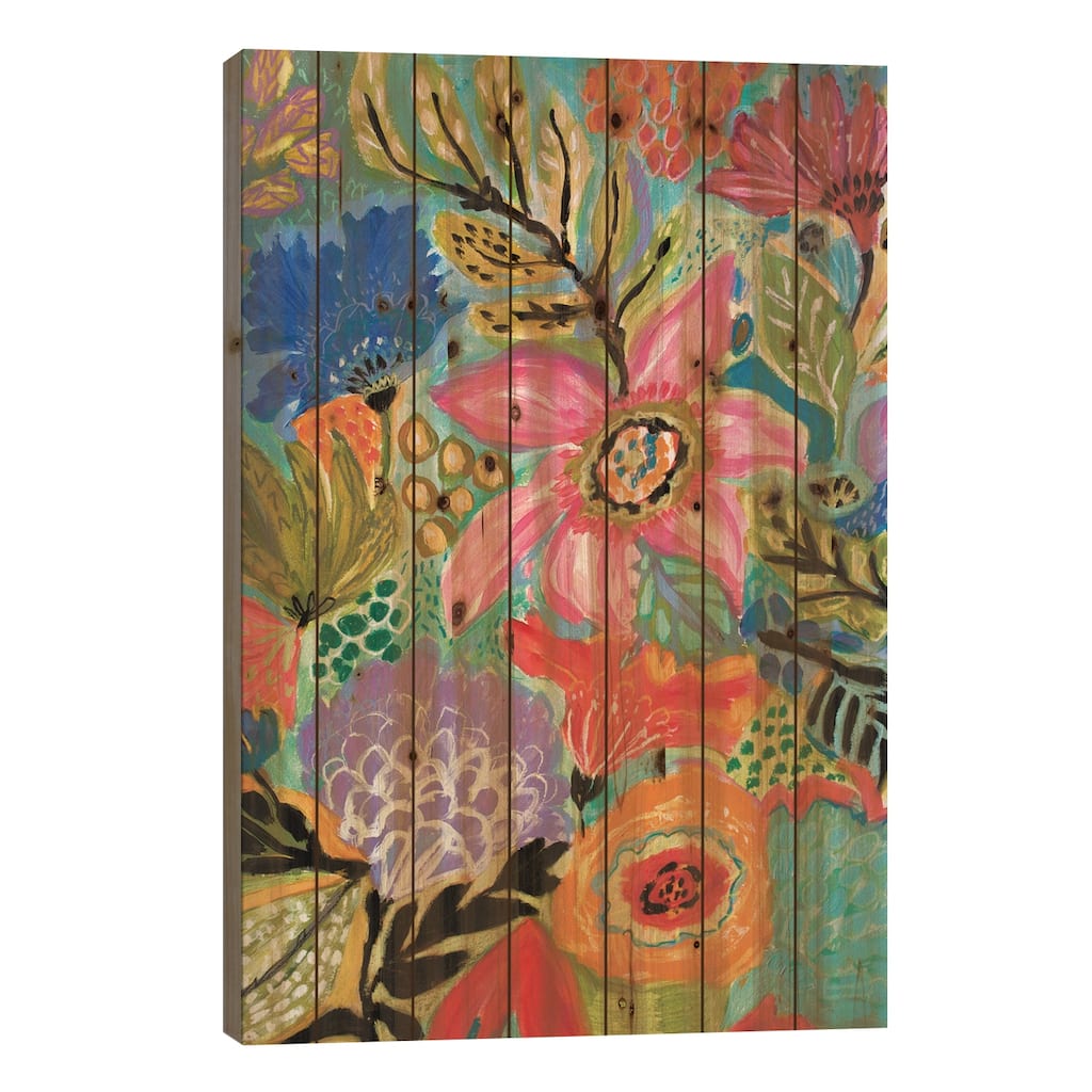 Secret Garden Floral II Print On Wood by Karen Fields - Multi-Color