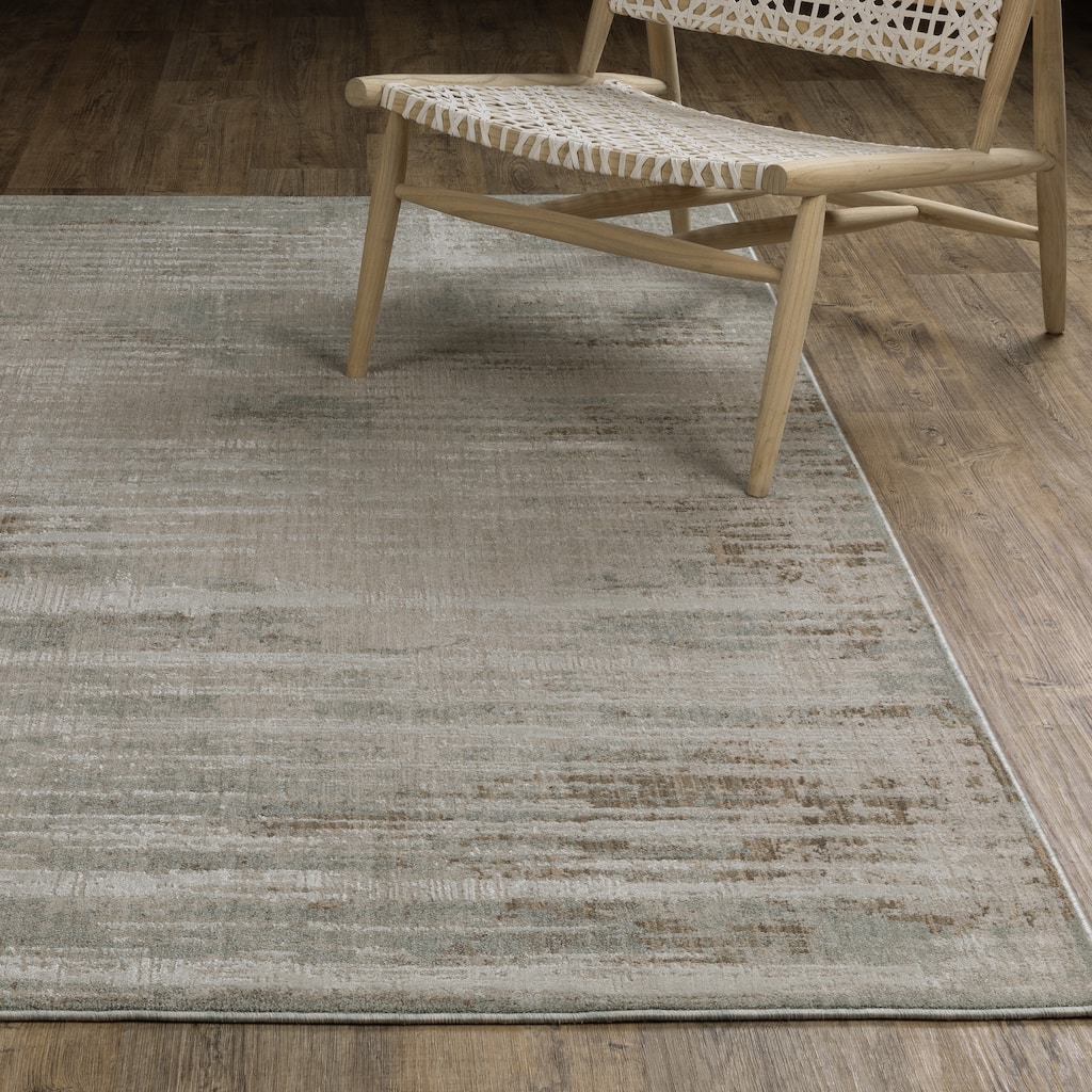 Melody Distressed Abstract Beige/ Blue Area Rug