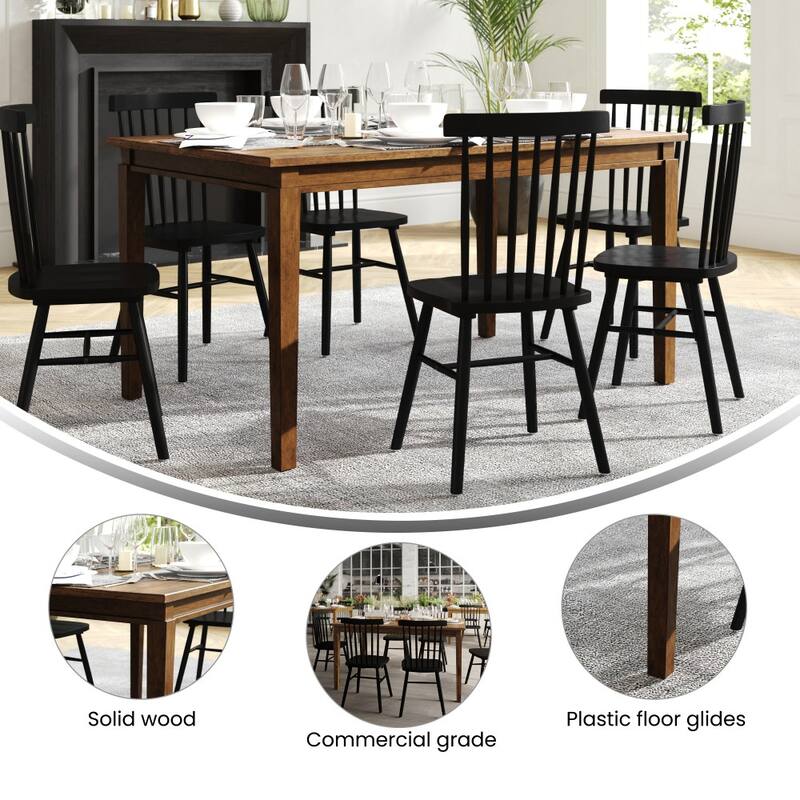 Classic Wood Dining Table with Offset Tapered Legs