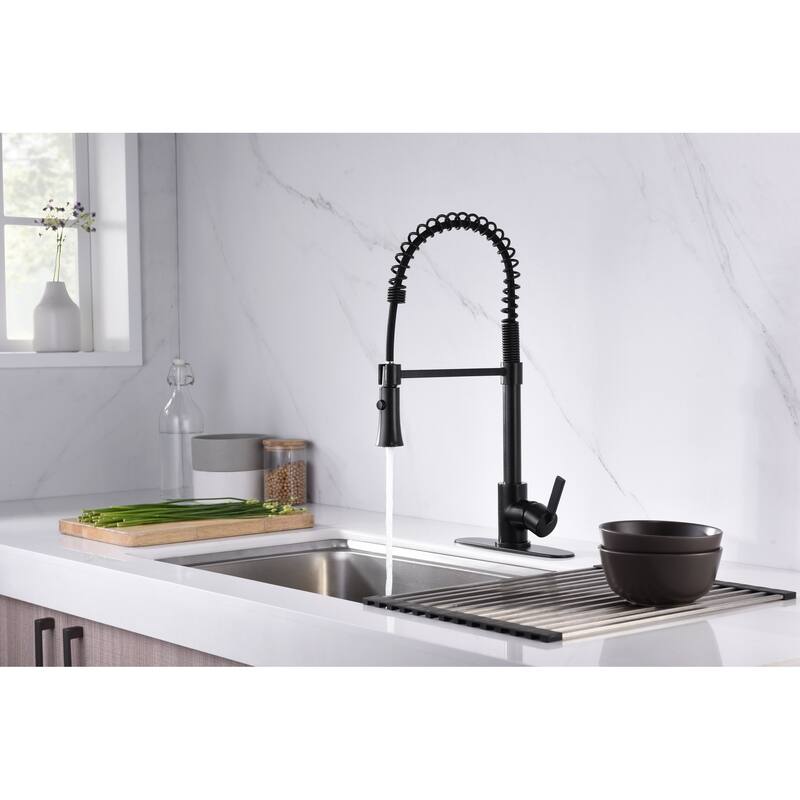 UltraFaucets Euro Collection Spring Spout Kitchen Faucet With Pull-Down Spray