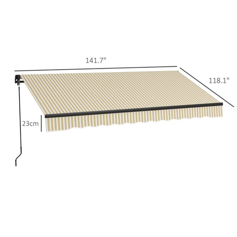 Polyester Aluminum Steel Manual Retractable Outdoor Awning - 141.75" W x 118" D