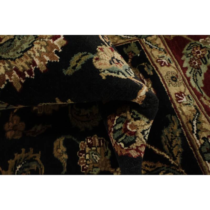 Hand Knotted Oriental 100% Wool Carpet Traditional All-Over Black Agra Area Rug - 8' 0'' X 8' 2''