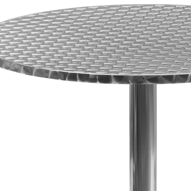 27.5" Round Aluminum Smooth Top Indoor-Outdoor Table with Base