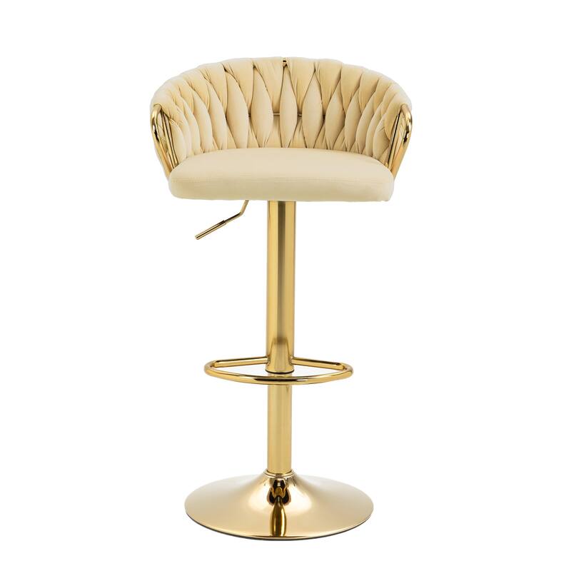 Set of 4 Adjustable Tufted Bar Stools with Backs