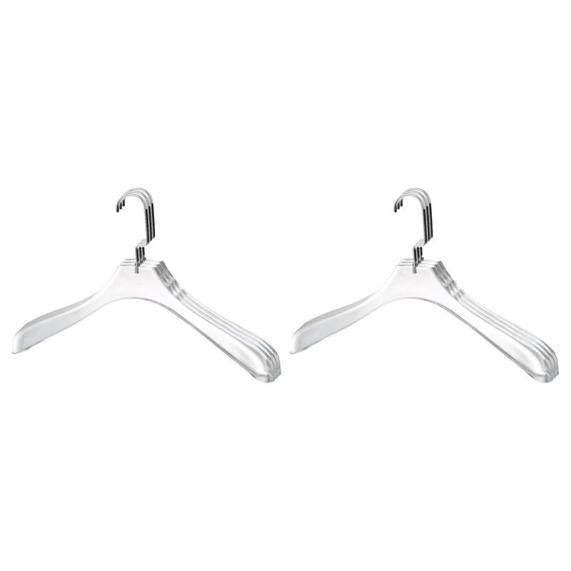 YBM Home Quality Acrylic Clear Coat Hangers, Without Bar - Pack of 6 - Silver w/ Flat Hook
